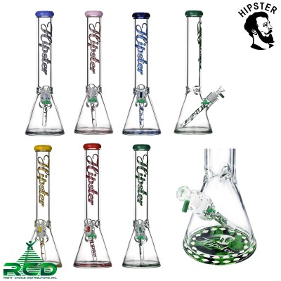 WATER PIPE HIPSTER BEAKER GLOW IN DARK CRIMSON SWIRL WP2714 1CT